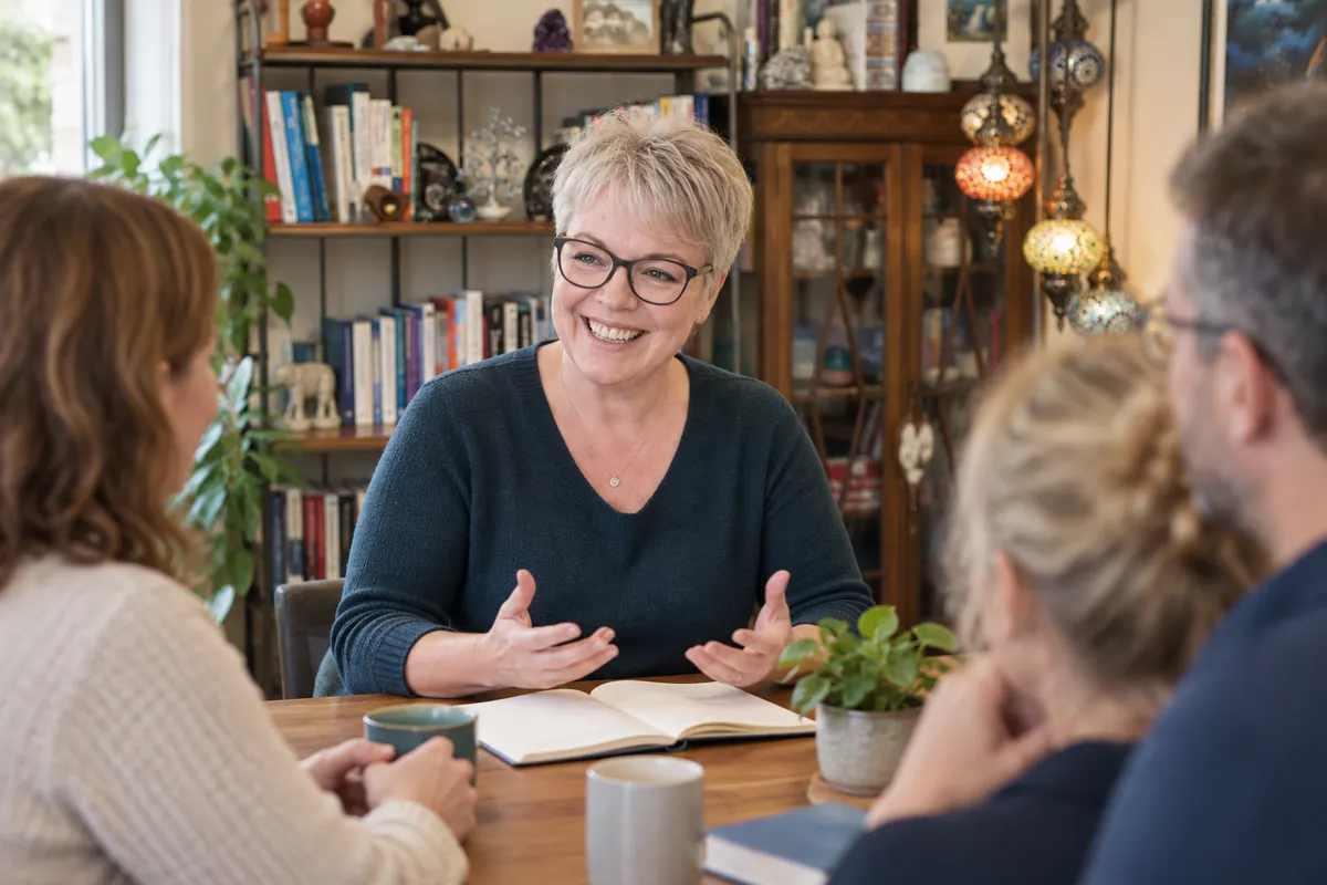 Alison teaching a group of therapists